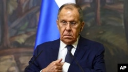 Bộ trưởng Ngoại giao Nga Sergey Lavrov trong một cuộc họp báo tại Moscow hôm 27/8. Ông Lavrov nói Mỹ đang mất đi "tầm nhìn thực tế về ý thức răn đe lẫn nhau."