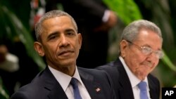 Tổng thống Hoa Kỳ Barack Obama và Chủ tịch Cuba Raul Castro tại Cung Cách mạng ở Havana, Cuba, ngày 21/3/2016.