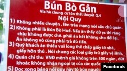 Nội quy "bá đạo" thu hút khách của quán Bún bò Gân.