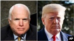 Ảnh ghép ông McCain và Tổng thống Trump.