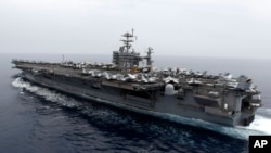 Hàng không mẫu hạm USS Harry S. Truman ở một vị trí bí mật ở biển Địa Trung Hải.