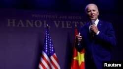 Tổng thống Mỹ Joe Biden tổ chức họp báo tại Hà Nội, ngày 10 tháng 9 năm 2023.