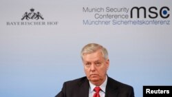 Thượng nghị sĩ South Carolina Lindsey Graham tại Hội nghị An ninh Munich, Đức, ngày 19/02/2017.