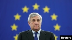 Ông Antonio Tajani vừa được bầu làm chủ tịch mới của Nghị viện châu Âu, ngày 17/01/2017.