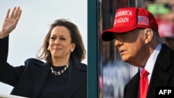 Ảnh phối hợp ngày 3/11/2024: Phó Tổng thống Kamala Harris ,trái, và cựu Tổng thống Donald Trump. 