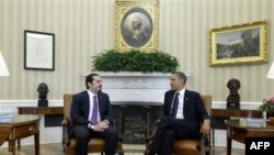 Tổng thống Hoa Kỳ Barack Obama (phải) hội đàm với Thủ tướng Lebanon Saad Hariri tại Tòa Bạch Ốc