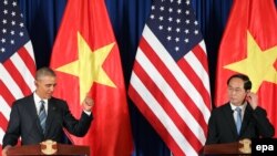 Tổng thống Mỹ Obama và Chủ tịch nước VN Trần Đại Quang tại Hà Nội, tháng 5/2016.