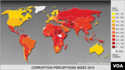 Phúc trình năm 2012 của Tổ chức Minh bạch Quốc tế về tham nhũng.