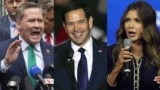 A composite image showing Rep. Michael Waltz, Sen. Marco Rubio, and South Dakota Gov. Kristi Noem.