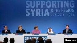 Thủ tướng David Cameron của Anh phát biểu tại Hội nghị các nhà tài trợ cho Syria tại London, ngày 4/2/2016.