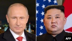 Hình ảnh ghép Tổng thống Nga Putin và Chủ tịch Triều Tiên Kim Jong Un.