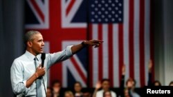 Tổng thống Barrack Obama tham gia vào một cuộc tranh luận ở Lindley Hall, London, Anh, hôm 23/4.