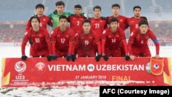 Đội tuyển U23 Việt Nam trước trận đấu chung kết Uzbekistan 27/1/2018.