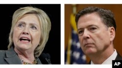 Ứng cử viên tranh cử tổng thống của Đảng Dân chủ Hillary Clinton và Giám đốc FBI James Comey.