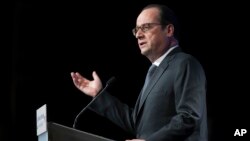 Tổng thống Pháp Francois Hollande phát biểu tại Viện Thế giới Ả rập tại Paris, ngày 15/1/2014.