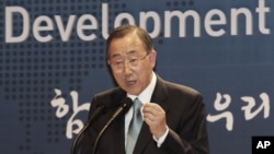 Tổng thư ký LHQ Ban Ki-moon phát biểu tại Seou, ngày 13/8/2012