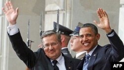 Tổng thống Mỹ Barack Obama và Tổng thống Ba Lan Bronislaw Komorowski tại Phủ Chủ tịch ở Warsaw, Ba Lan, 27/5/2011