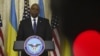 FILE - US Secretary of Defense Lloyd Austin speaks at a press briefing following his meeting with Ukrainian President and Ukrainian officials, in Kyiv, on Oct. 21, 2024. Ukraine. 