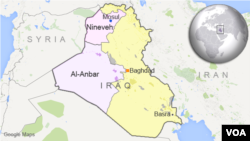 Bản đồ khu vực al-Anbar và Nineveh ở Iraq.