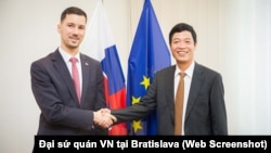 Đại sứ Dương Trọng Minh (phải) và Quốc vụ khanh Slovakia Lukas Parizek.