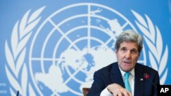 Ngoại trưởng Hoa Kỳ John Kerry phát biểu trong một cuộc họp báo ở Geneva, ngày 2/3/2015.