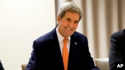 Ngoại trưởng Mỹ John Kerry trước cuộc họp với Ngoại trưởng Nga tại Zurich, Thụ Sĩ, ngày 20/1/2016.