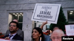 Các nhà báo tưởng nhớ ông Jamal Khashoggi ở Washington, Mỹ, hổi tháng 10/2019.