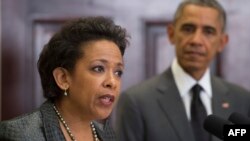 Bà Loretta Lynch phát biểu trong 1 sự kiện tại Toà Bạch Ốc ở Washington, 8/11/2014.