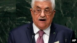 Tổng thống Palestine Mahmoud Abbas phát biểu trước Đại hội đồng Liên Hiệp Quốc trong phiên họp lần thứ 69 tại trụ sở LHQ, 26/9/2014. 