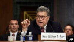 Bộ trưởng Tư pháp William Barr khai chứng trước Ủy ban Tư pháp Thượng viện trong Điện Capitol ở Washington, ngày 5 tháng 1, 2019. 