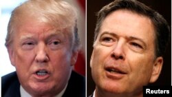 Tổng thống Donald Trump sa thải giám đốc FBI James Comey (phải) vào tháng 5 năm 2017 trong khi ông đang dẫn đầu đang điều tra Nga can thiệp vào cuộc bầu cử tổng thống Mỹ năm 2016 và sự thông đồng khả dĩ giữa Moscow với ban vận động tranh cử Trump.