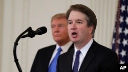 Ông Brett Kavanaugh phát biểu khi được Tổng thống Donald Trump đề cử làm Thẩm phán Tòa án Tối cao tại Tòa Bạch Ốc hôm 9/7/2018.