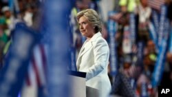 Bà Hillary Clinton phát biểu trong ngày cuối của Đại hội Toàn quốc Đảng Dân chủ ở Philadelphia, ngày 28 tháng 7 năm 2016.