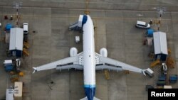 Aerial view of Boeing planes