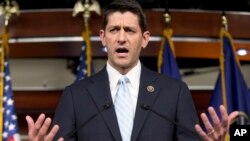 Dân biểu Paul Ryan trong buổi họp báo sau cuộc họp ở Hạ viện Mỹ ngày 20/10/2015.