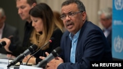 Tổng Giám Đốc WHO, Tiến sĩ Tedros Adhanom Ghebreyesus phát biểu tại cuộc họp báo ở Geneva, Thụy Sĩ, ngày 23/1/2020. 