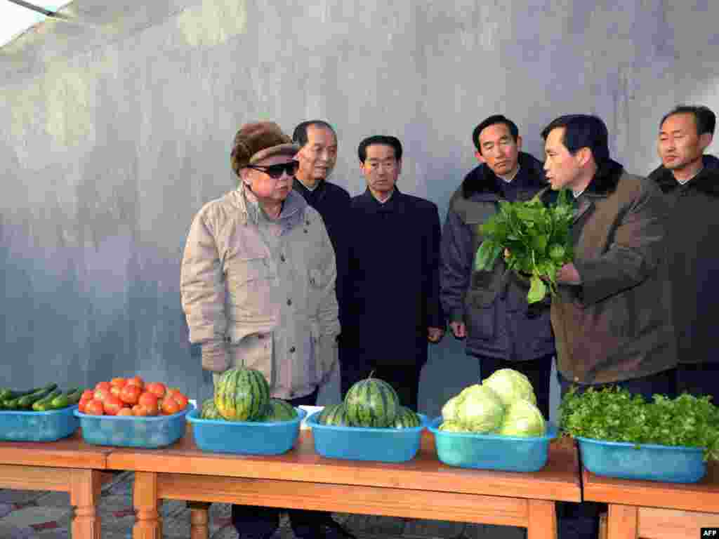 Cố l&atilde;nh tụ Kim Jong Il thị s&aacute;t khu vực n&ocirc;ng trại Hoesang ở th&agrave;nh phố Hamhung tại tỉnh Nam Hamgyong. (Ảnh kh&ocirc;ng ghi ng&agrave;y c&ocirc;ng bố th&aacute;ng 12 &ndash; 2011) 