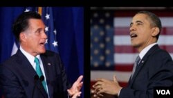 Ứng cử viên của đảng Cộng hòa Mitt Romney (trái) và Tổng thống Hoa Kỳ Barack Obama