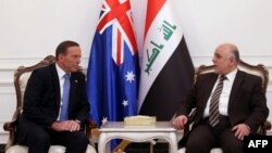 Thủ tướng Australia Tony Abbott và Thủ tướng Iraq Haider al-Abadi tại Baghdad, ngày 4/1/2015.