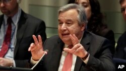 Ứng cử viên Tổng thư ký Liên Hiệp Quốc Antonio Guterres tại Hội đồng Ủy trị Liên Hiệp Quốc, ngày 12 tháng 4 năm 2016.