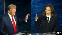 Ông Donald Trump và Kamala Harris tại cuộc tranh luận ngày 10/9/2024.